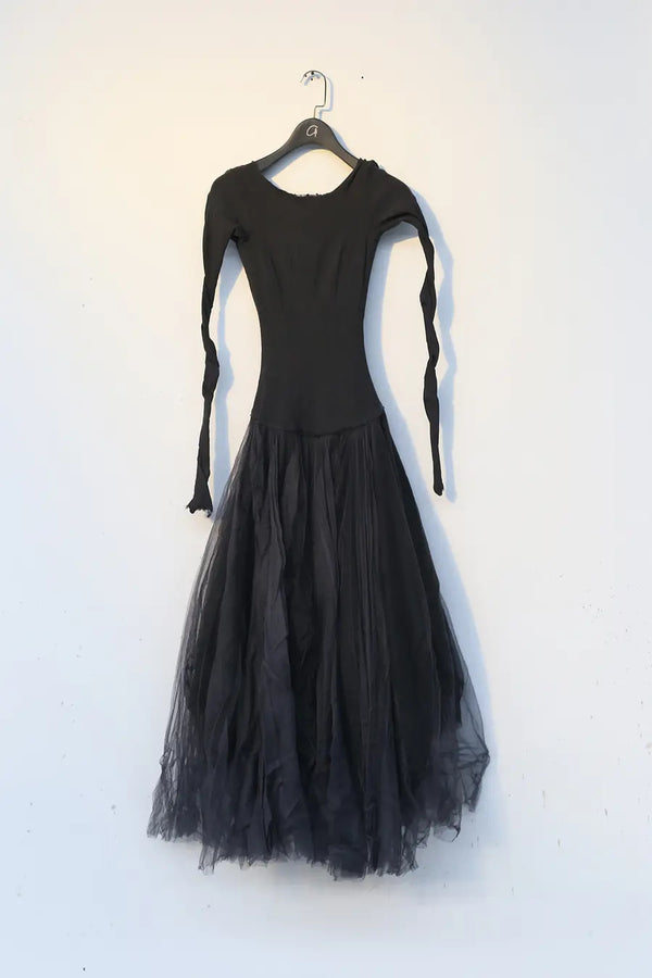 Marc Le Bihan 21907 open back stretch dress dark grey